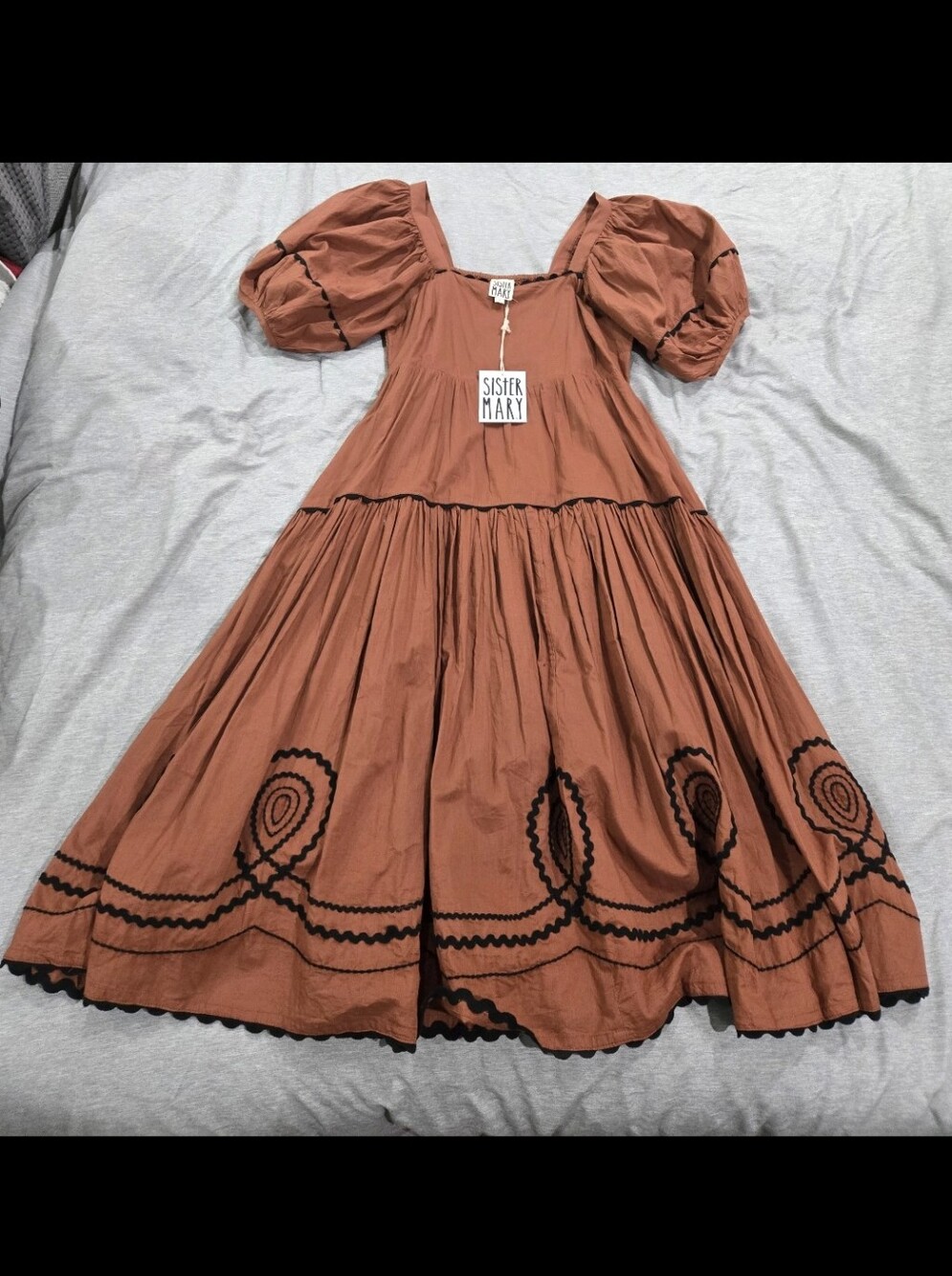 Sister Mary Loopy Midi Dress In Rust Size Small
